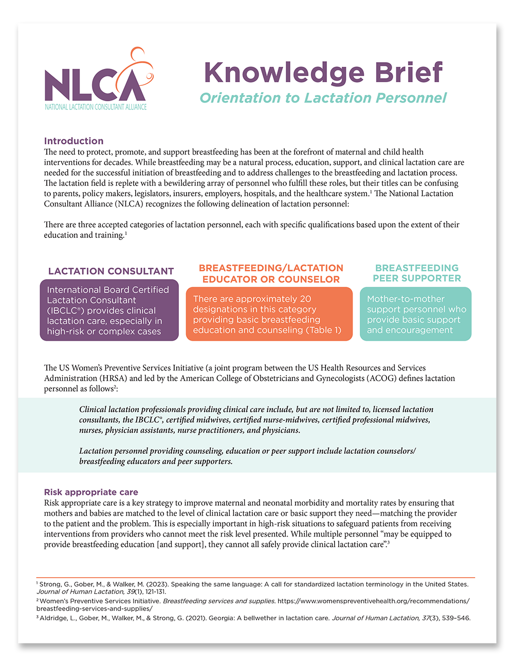 Cover of the NLCA Knowledge Brief